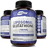 NutriFlair Liposomal Glutathione Setria® 700mg - Pure Reduced, Stable, Active Form L Glutathione reductase (GSH), Enhanced Absorption - Non GMO Antioxidant, Detox, Cardiovascular, Brain, Immune Health