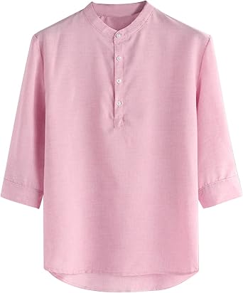 Henley T Shirts for Men Casual Stylish 3/4 Sleeve Summer Shirt Light Weight Button Shirt Regular Fit Work Shirts