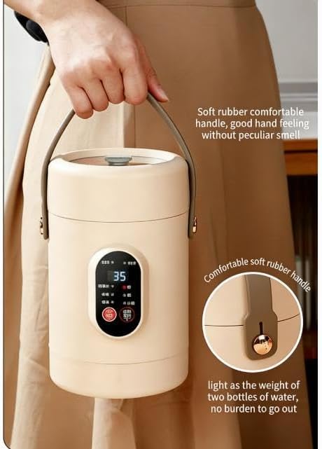 Multifunctional Health Pot, Mini Electric Pot, 500W Portable 12H Reservation, Ceramic Glaze Inner, Multifunction Cooking Pot for Dorm Office Travel (B,1.6L) — view 5