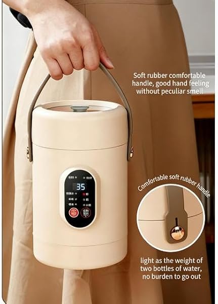 Multifunctional Health Pot, Mini Electric Pot, 500W Portable 12H Reservation, Ceramic Glaze Inner, Multifunction Cooking Pot for Dorm Office Travel (B,1.6L) - 5