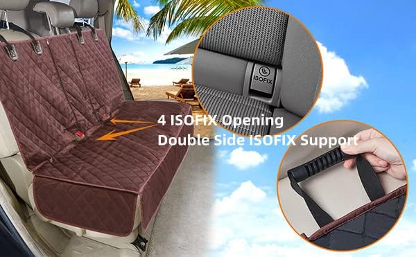 Miniatura 5 de Funda de asiento de automóvil para perros para niños, protector de asiento trasero de piel antiadherente para mascotas, antideslizante, impermeable,