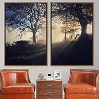 2 Piece Framed Canvas Wall Art Rustic Woods Canvas Prints Home Artwork Decoration for Living Room,Bedroom - 16
