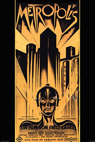 Buyartforless Fritz Lang's Metropolis 1927 Movie Art Print Poster, gold, yellow, black, 36x24 inches