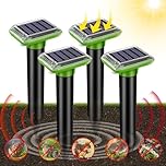 Ultrasonic Mole Repellent Outdoor, 4 Pack Upgrade Solar-Powered for Lawn Yard and Garden, Waterproof Effectively Repels Snake Vole Groundhog (Green)