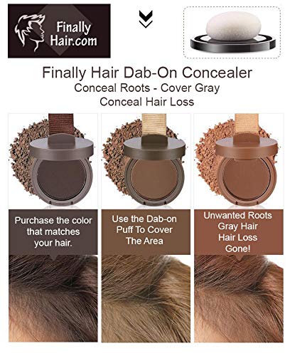 Finally Hair Waterproof Gray Dab-On Hair Fibers & Hair Loss Concealer, Hairline Creator, Eye Brow Enhancer, And Beard Filler. Dab-On Hair Fiber Shadow Powder (Grey) #TOP3