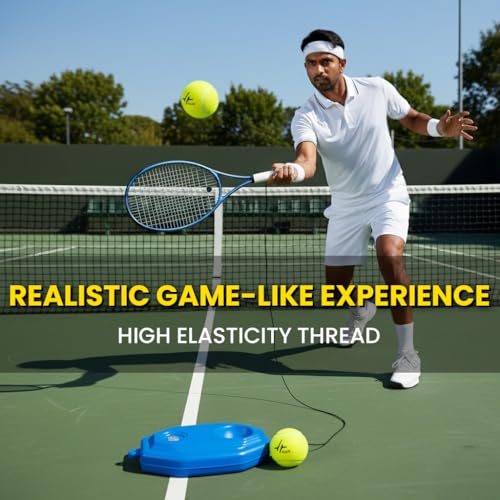 Image of PulseITStroke - Tennis Trainer Rebound Ball with String | Self-Practice Tennis Training Set with Base | Cricket & Tennis Rebound Ball with Rope | Fill with Water or Sand for Stability (Octagon)