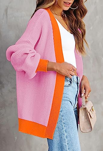 Pink Queen 2025 Fall Long Cardigans for Women Batwing Sleeve Open Front Ribbed Knit Oversized Cardigan Sweaters with Pockets4