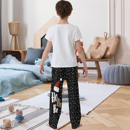 Boy's Pants Funny Christmas Hohoho Dot Black Jogger Pants Elastic Long Bottoms Trousers with Pockets 6-14 Years3