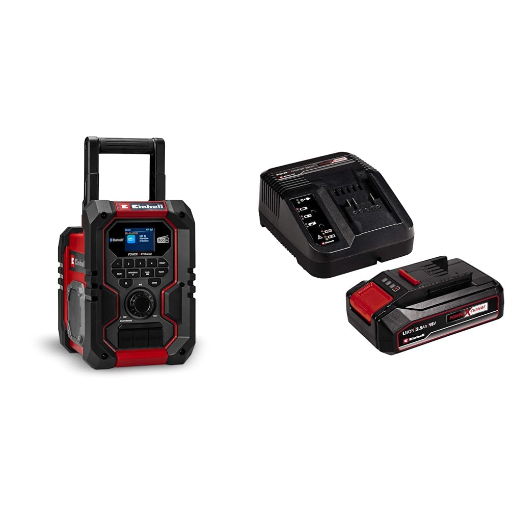 Einhell TE-CR 18 Li DAB+/FM/BT - Akülü Radyo (Akü ve şarj cihazı değildir) + Einhell 18V 2,5 Ah PXC Starter Kit, Akü & Şarj Cihazı