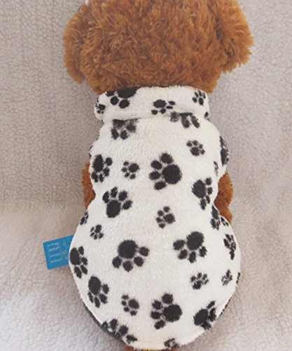 Tangpan Pet Hoodie Dog Feet Print Hooded Coat Winter Apparel Color White Size L