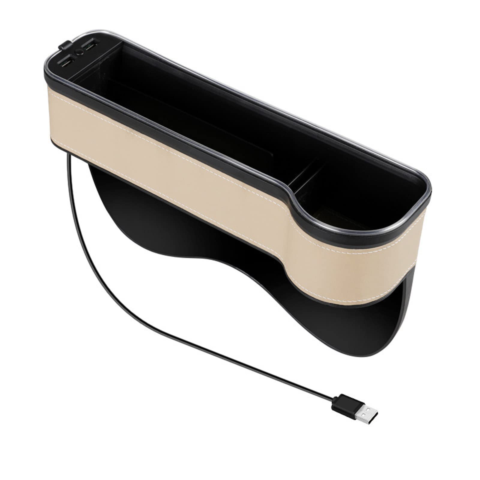 Jacaril 7 Color Changing Led Car Seat Gap Filler Organizer,Car Seat Gap Organizer with Cup Holder,Car Gap Filler with USB Fast Charger,Car Side Seat