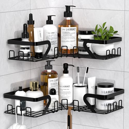 Kegii Corner Shower Caddy, Shower Corner Shelf, Bathroom Storage No Drilling, Adhesive Shampoo Organiser Rack, Bathroom Shelves Storage, Black Shower Accessories - Cosy Home Interiors Kegii Corner Shower Caddy, Shower Corner Shelf, Bathroom Storage No Drilling, Adhesive Shampoo Organiser Rack, Bathroom Shelves Storage, Black Shower Accessories