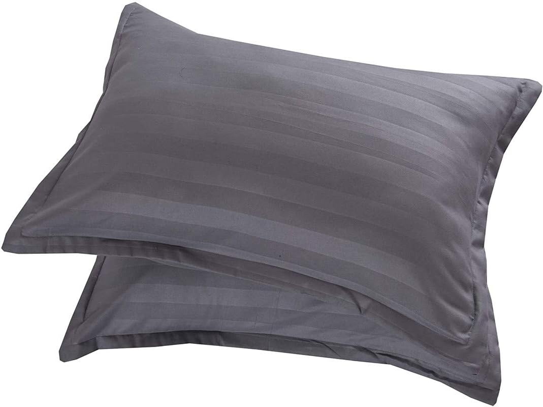 Yarns of Cotton 1 PC Duvet Cover Premium with Zipper Closure 600 Thread Count Hotel Quality Wrinkle Fade Resistant Ultra Soft (OlympicQueen, ElephantGreyStripe)