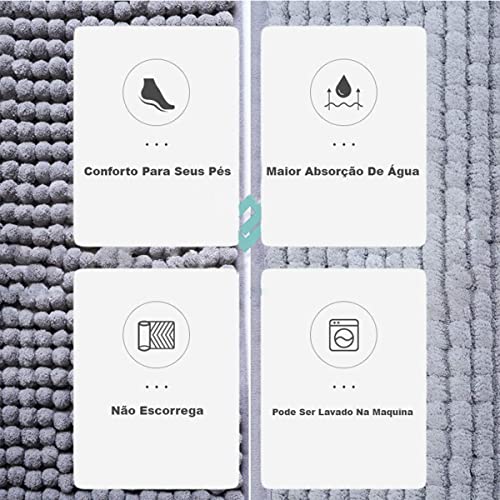 Tapete De Banheiro Antiderrapante Bolinha Microfibra 60x40cm (Cinza Claro)