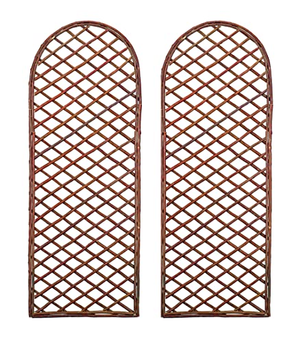 Pack of 2 x Willow Trellis Panel Round Top - Curved Garden Wall Trellis