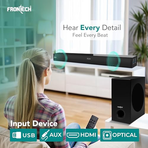 Image of FRONTECH EchoMax-262 | 2.1 Channel Soundbar with Subwoofer | 265W Output | BT 5.3 /HDMI /Optical /USB & AUX Connectivity (SW-0262)