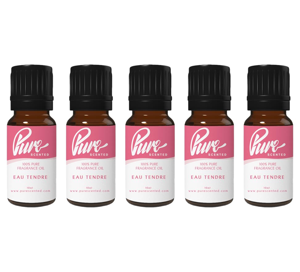 Pure Scented 50ml Fragrance Oils - 5 x 10ml Suitable for Candles, Soaps, Slime, Diffusers, Cosmetics, Wax Melts, Designer (5 x 10ml, Eau Tendre)