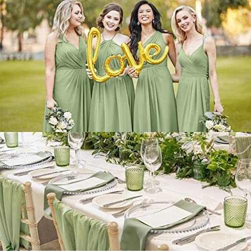 Fivenl 12 Packs 10Ft Chiffon Table Runner Sage Green Table Runner Romantic Sheer Table Runner For Wedding Birthday Party Bridal Baby Shower Table Decoration (12" X 120", Sage Green) #TOP5