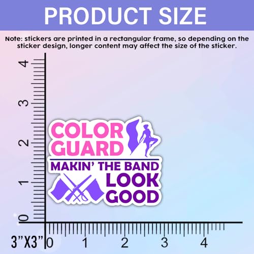 Image of SODAVA Color Guard Sticker Pack, Set of 3 Vinyl Decals for Laptop Water Bottle Notebook Helmet, Marching Band Flag Team Accessories, Color Guard Performer Gift, Waterproof 3inch