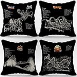 Roller Coaster Drawing Linen Throw Pillow Case, 18 x 18 Inch Set of 4, Coaster Enthusiast Friend Gifts, Roller Coaster Lover Gifts, Roller Coaster Theme Room  Decor, Cushion Cover for Sofa Couch Bed 
