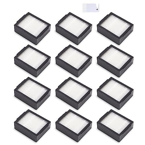 12-Pack HEPA Ersatz Filter für iRobot Roomba e5 e5154 e6 i7 i7+ i7156 i1 i3 i4 i8 (Nicht für Combo J7+), Ersatz Zubehör für iRobot Roomba, Luftfilter HEPA Ersatzteile kompatibel mit iRobot Roomba