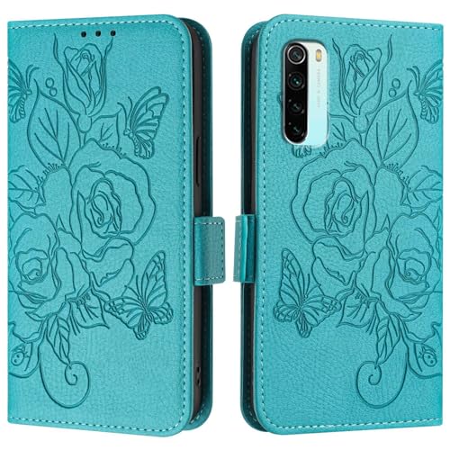 Coque Redmi Note 8 protection antichoc rabat folio bleu clair avec dragonne