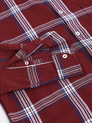 Image of Dennis Lingo Men's Checkered Bottle Slim Fit Cotton Casual Shirt with Spread Collar & Full Sleeves