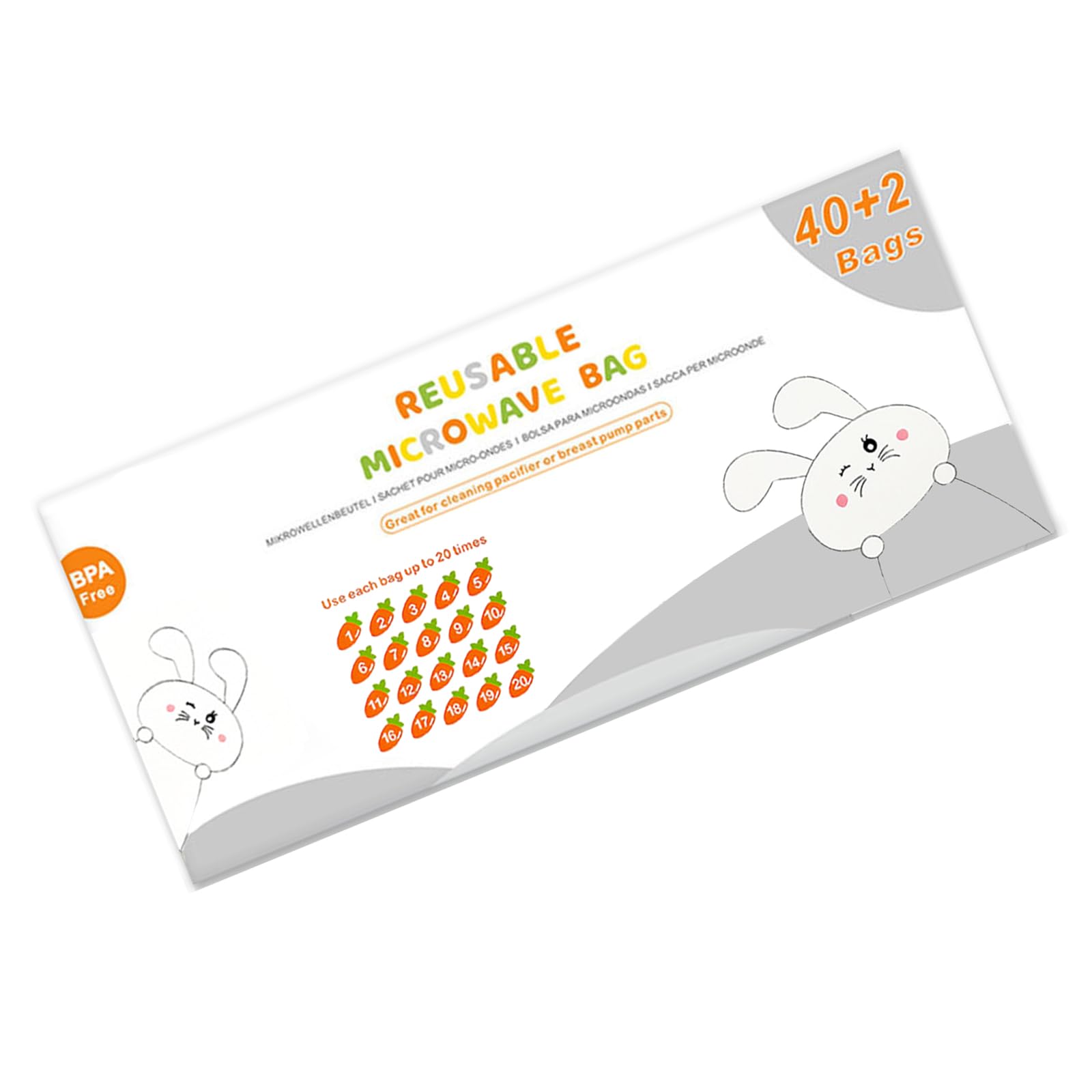 16/42 bolsas de limpieza, reutilizables, bolsas de esterilización de vapor para microondas para extractor de leche/biberón, 20 veces/hoja, solución de esterilizador portátil