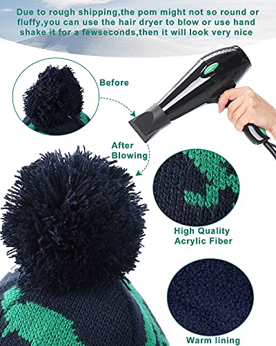 SATINIOR Winter Toddler Boys Hat Dinosaur Warm Mittens Scarf Set Pompom Baby Beanie Knitted Baby Hat Scarf Gloves Earflaps3