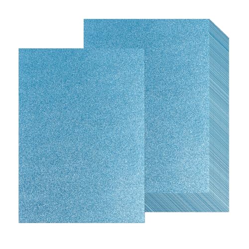 20 hojas de papel de cartulina con purpurina azul claro A4, papel grueso con purpurina de 250 g/m², cartulina brillante para álbumes de recortes, proyectos de arte, tarjetas de felicitación, bodas