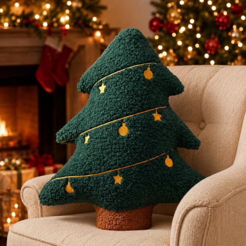 Tannenbaum Kissen 40x37cm Grün，Weihnachtskissen als Weihnachtsdeko Innen