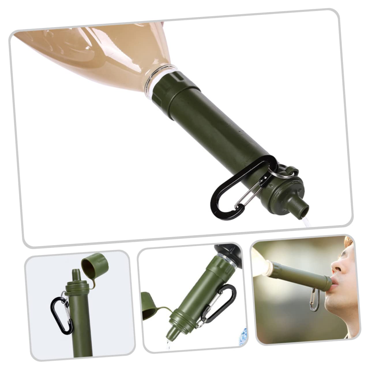 Abaodam 3 Pezzi Paglia che beve la vita Compatto depuratore d'acqua di sopravvivenza depuratore d'acqua portatile Emergenza del filtro dell'acqua sopravvivenza del depuratore d'acqua AbS