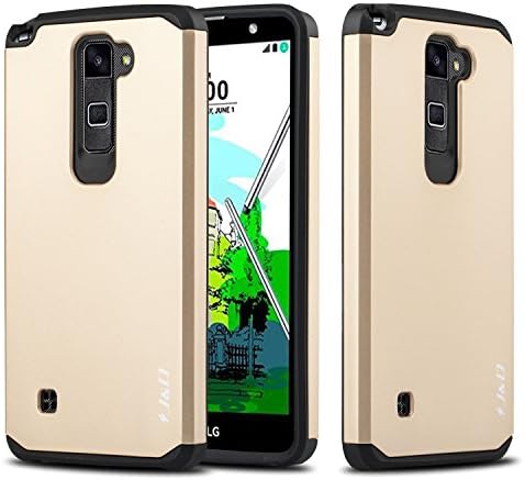 J&D Case Compatible for LG Stylus 2 Plus/LG Stylo 2 Plus Case, Heavy Duty [ArmorBox] [Dual Layer] Shock Resistant Hybrid Protective Rugged Case for LG Stylo 2 Plus, LG Stylus 2 Plus Case - Gold
