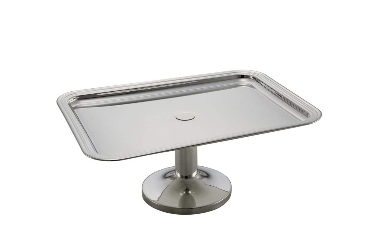 Varotto & Co. Vassoio Alzata Rettangolare con Base Placcato Argento Ottone Argentato Lucido Made in Italy cod.5010812 cm 37x27x15,5h