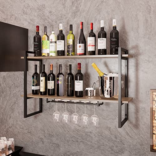 Metallius Adega Bar Industrial com Prateleira Dupla Preta 60cm Moderno para Bebidas