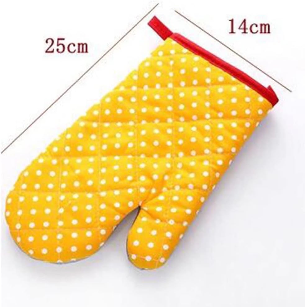 Oven Gloves, Thickened Heat Resistant Heat Insulation Gloves, Non-Slip Kitchen Oven Gloves for BBQ, Cooking, Baking,Microwave（Yellow）
