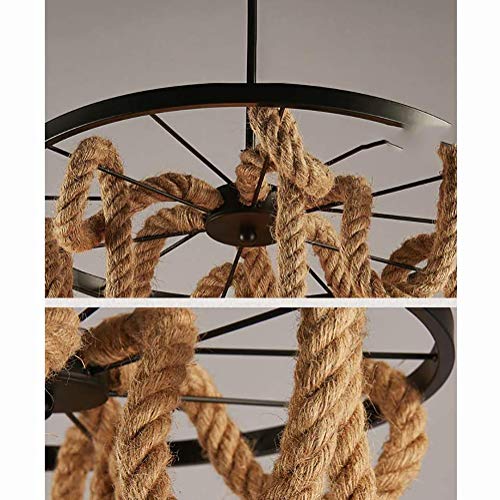 Chandelier corde de chanvre E27 style industriel rétro à 6 têtes de robinet - 4