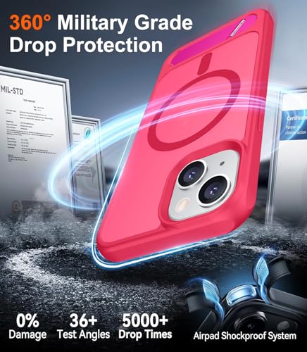 Image of Magnetic Compatible with iPhone 14 Case /iPhone 13 Case,[Built-in Invisible Kickstand][Compatible with MagSafe][Military Grade Shockproof] Slim Translucent Matte Phone Case for iPhone 14 /13 6.1 inch