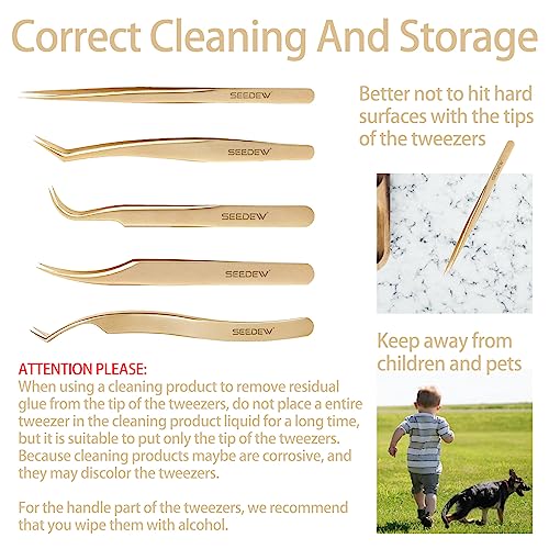 (T01+T04) 2 Stück Kombinationen, SEEDEW Pinzette Wimpernverlängerung