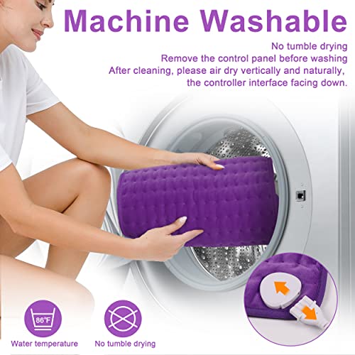 Image of Heating Pad Electric Heat Pad, Hot Heated Pad,Multiple Temp and Timer Settings,Suitable for Shoulders, Neck, arms, Abdomen, Back, Legs, etc. (Purple, 24 inchX12 inch)