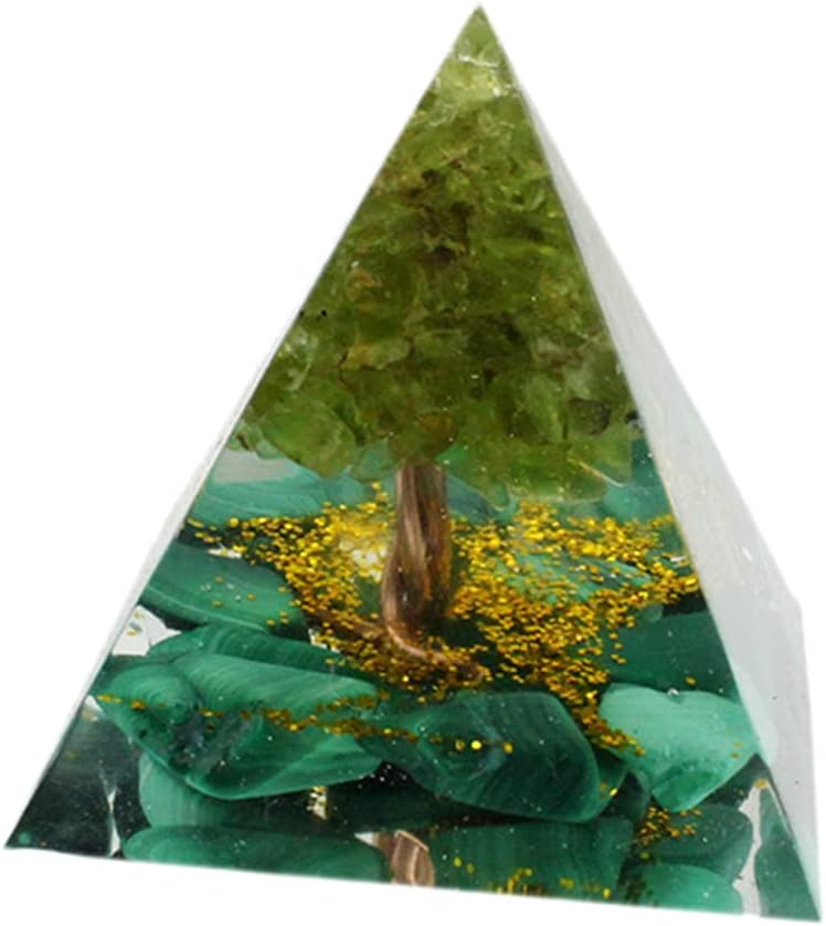 Moonstone Crystal Orgone Pyramid Ogan Crystal Energy Tower Nature Reiki Chakra Crushed Stone Jewelry Flower of Life Crystal Orgonite Pyramid Healing Chakra Pyramid
