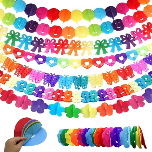Party Girlande, Girlande Geburtstag, Bunt Girlanden Papier Deko, 7...