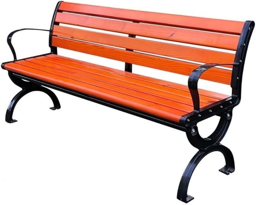 Outdoor Bench, Iron Solid Wood Park Bench - Outdoor Patio Garden Leisure Seating Garden Bench(150cm)