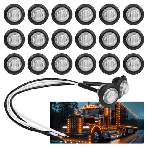 TMH (Pack of 20 3/4 Inch Mount Clear Lens Amber LED Clearance Bullet Marker lights Side LED marker lights for trailer Truck RV Car Bus Van