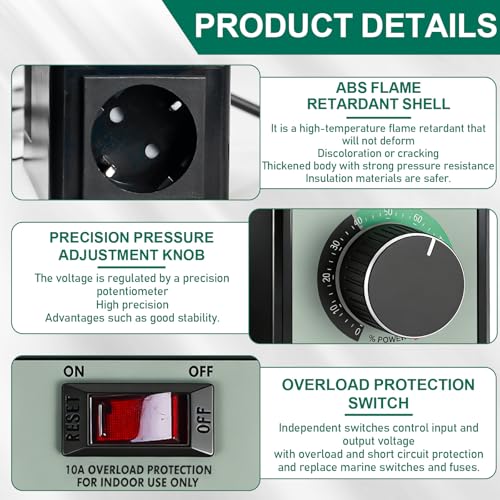 Behogan Drehzahlregler 230 V: Drehzahlregler Motor Verwendung 230 V, LED-Anzeige, Spannungsregler 10A , für Winkelschleifer, Bläser, Handbohrer, Kreissägen, AC 220v Spitzenleistung 4000w