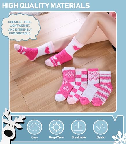 Yebing Fuzzy Socks for Women Fluffy Slipper Winter Warm Cozy Plush Sleep Heart Gift Socks3