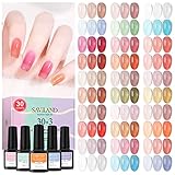 SAVILAND Jelly Gel Nail Polish Set, 30 Colors Translucent Nude Pink Transparent Nail Polish Set with 180 Sheer/Matte/Glossy Effects for Nail Salon DIY Home Christmas Holiday Gift Set