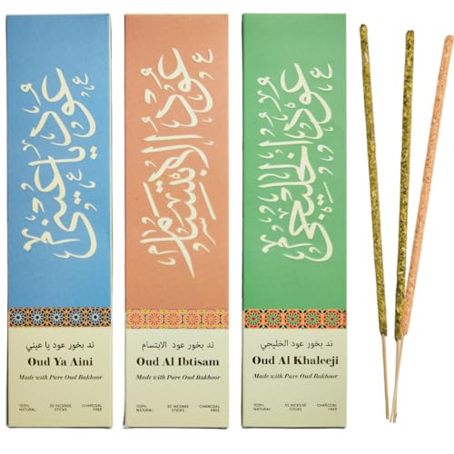 Arabian Oud Incense Sticks by Dukhni| 90 Charcoal Free bakhoor Sticks