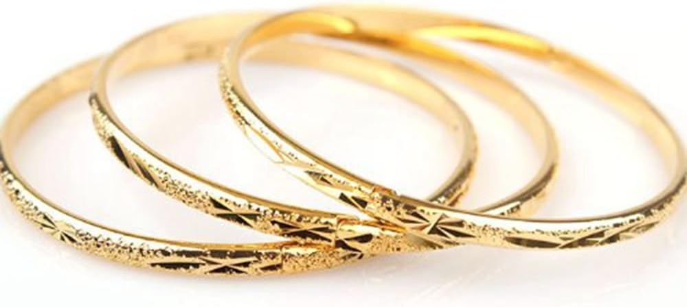 3pcs Openable Bangle 18k Yellow Gold Plated Womens Bangle Jewelry Dia 6cm Wide 4mm