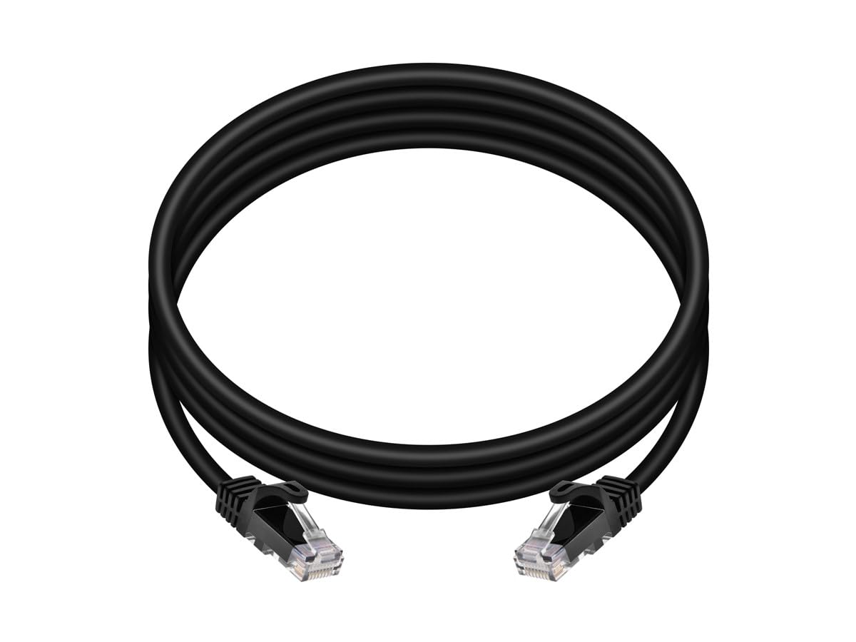 Monoprice Cat6 7ft Black 12-Pk Patch Cable UTP 24AWG 550MHz Pure Bare Copper Snagless RJ45 Flexboot Series Ethernet Cable